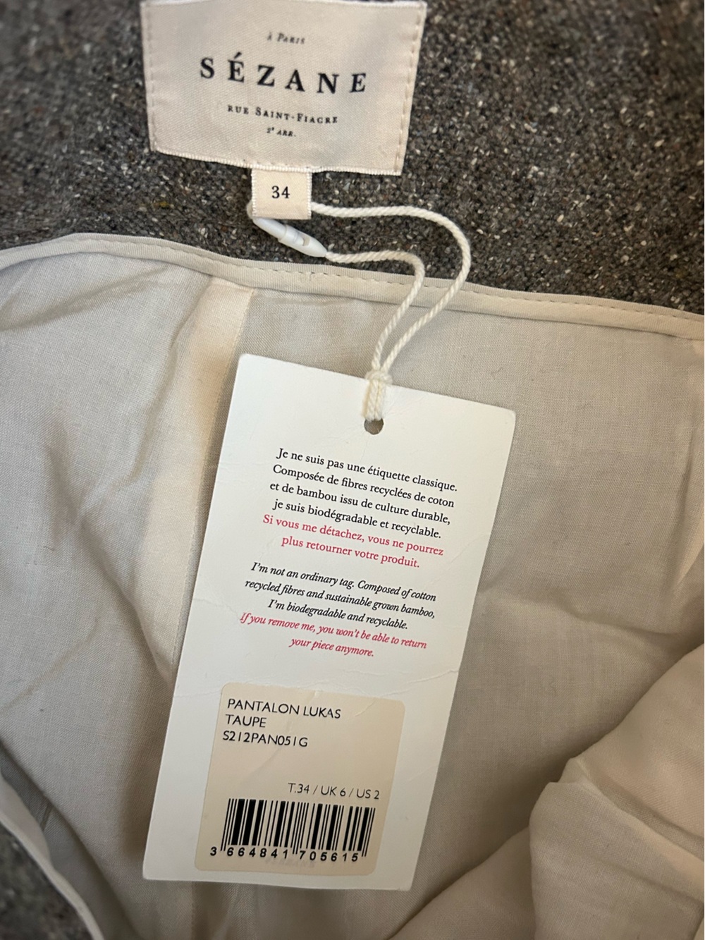 Sezane Lukas Trousers - Taupe - US2 / FR34 - Picture 8 of 16